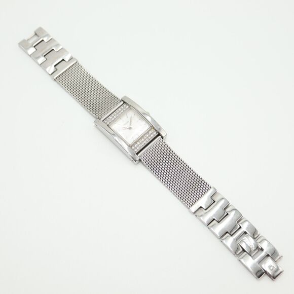 Guess Womens Silver Tone Tank Watch 22mm Rectangle Jewel Bezel with New Battery - Picture 14 of 16